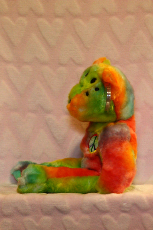 Rainbow peace beanie buddy bear