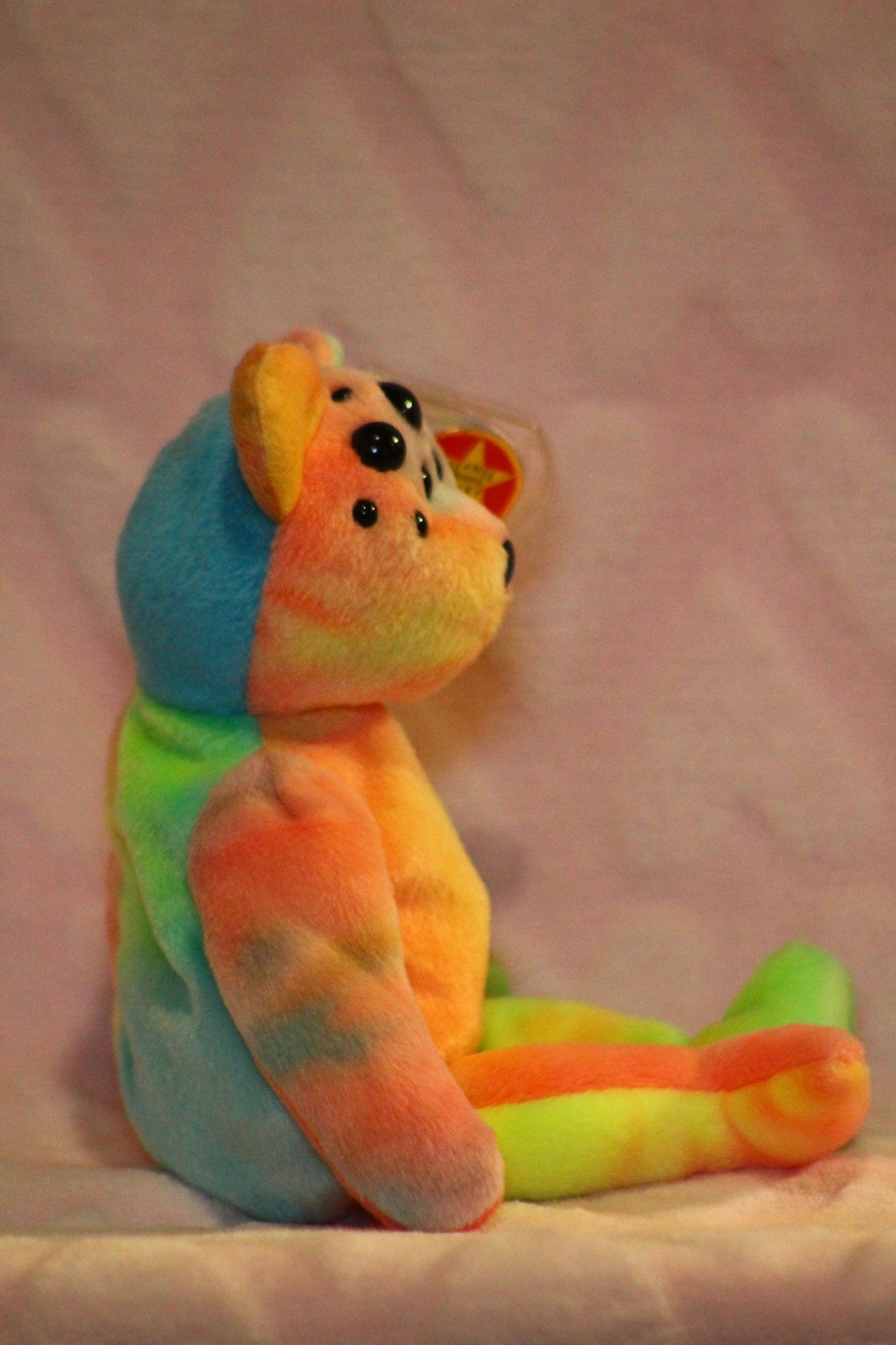 Rainbow peace beanie baby bear