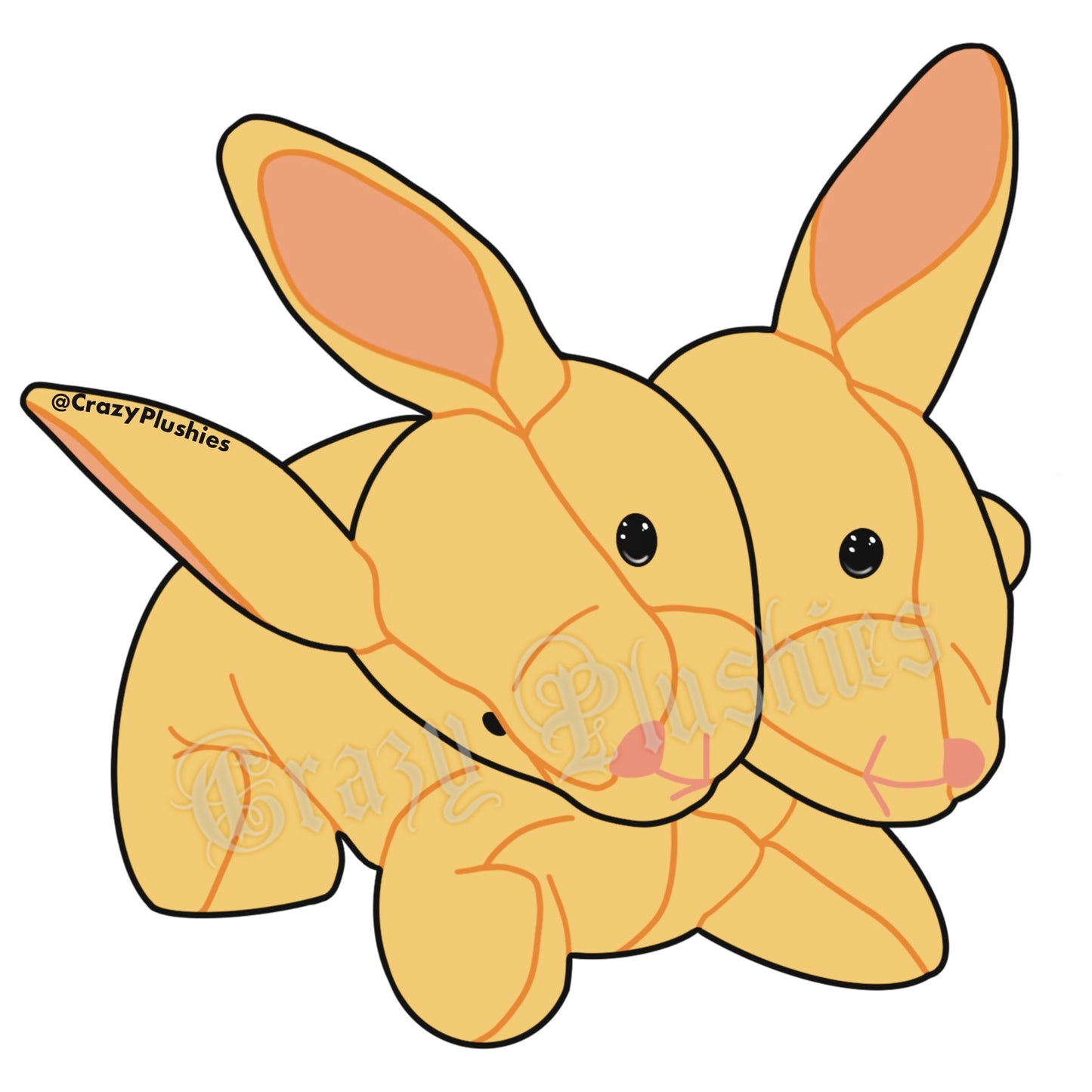 Keychain pre-order 2 headed bunny (cream color)