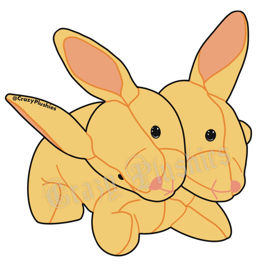 Keychain pre-order 2 headed bunny (cream color)