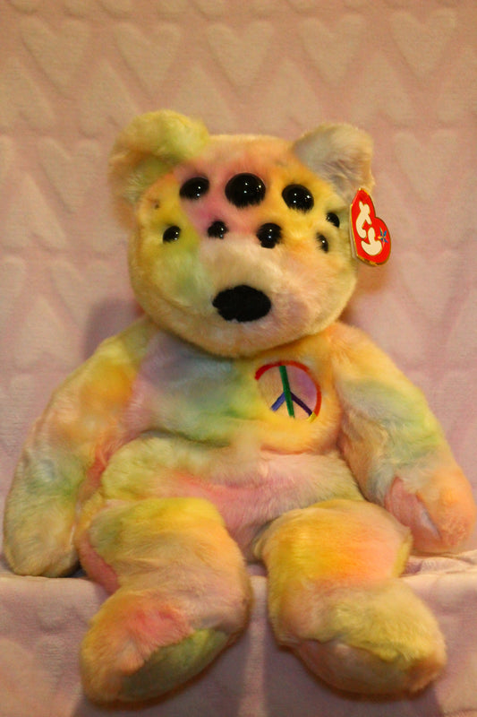 Rainbow peace extra large beanie buddy bear