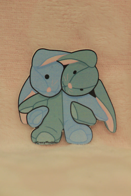 Sticker pre-order 2 headed bunny (green & blue)